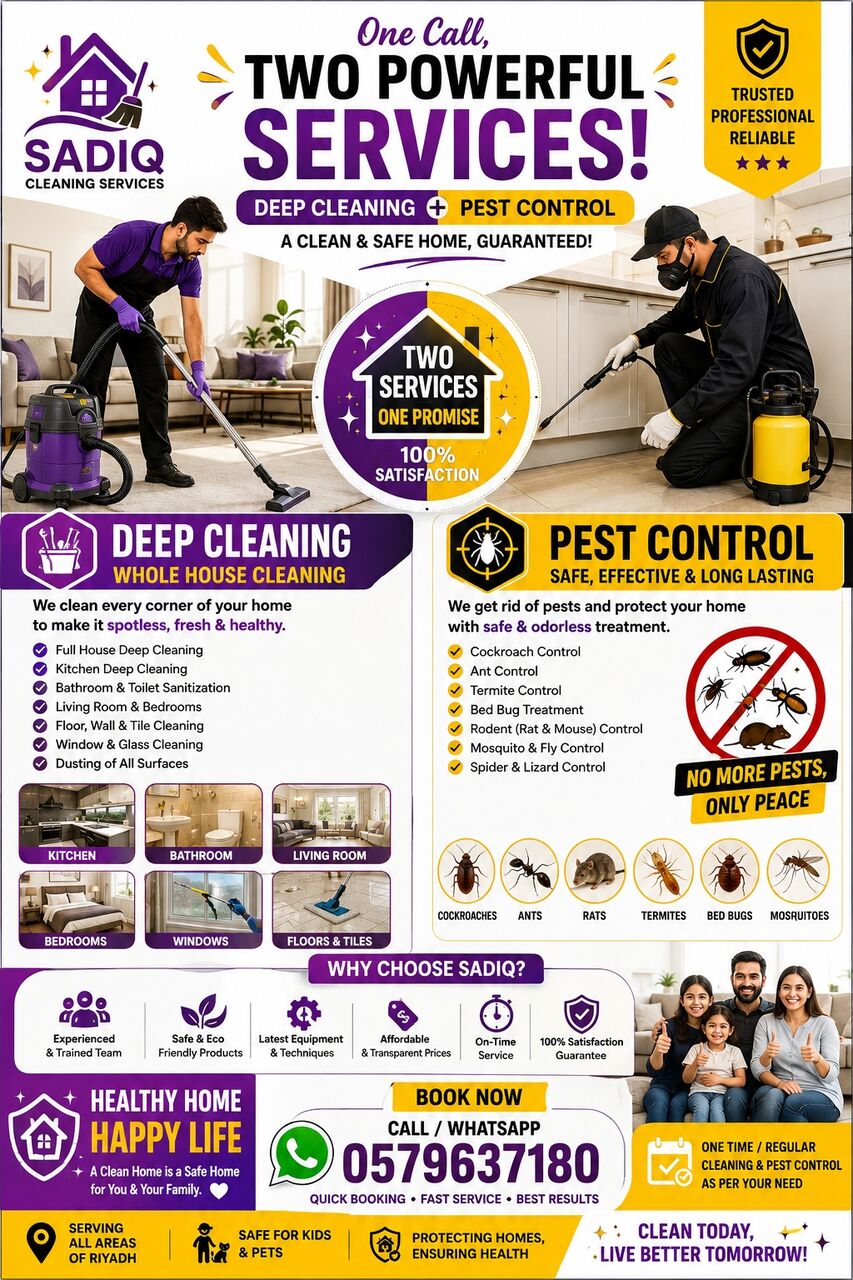 Thadiq, Cleaning, 🏠 Deep Cleaning & Pest Control In Thadiq | Complete Home Care ✨