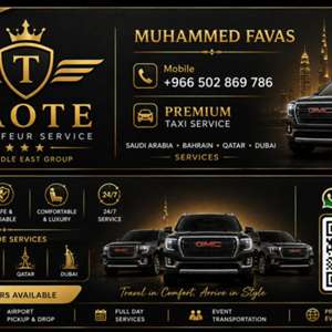 Premium Taxi & Chauffeur Services  🚘 PREMIUM TAXI & CHAUFFEUR SERVICE 🌍  Dammam 🇸🇦 → B
