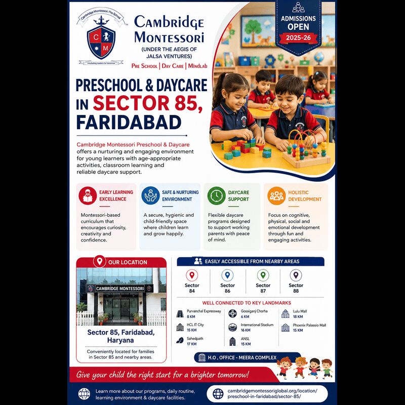 Faridabad, Education, Preschool & Daycare In Sector 85, Faridabad