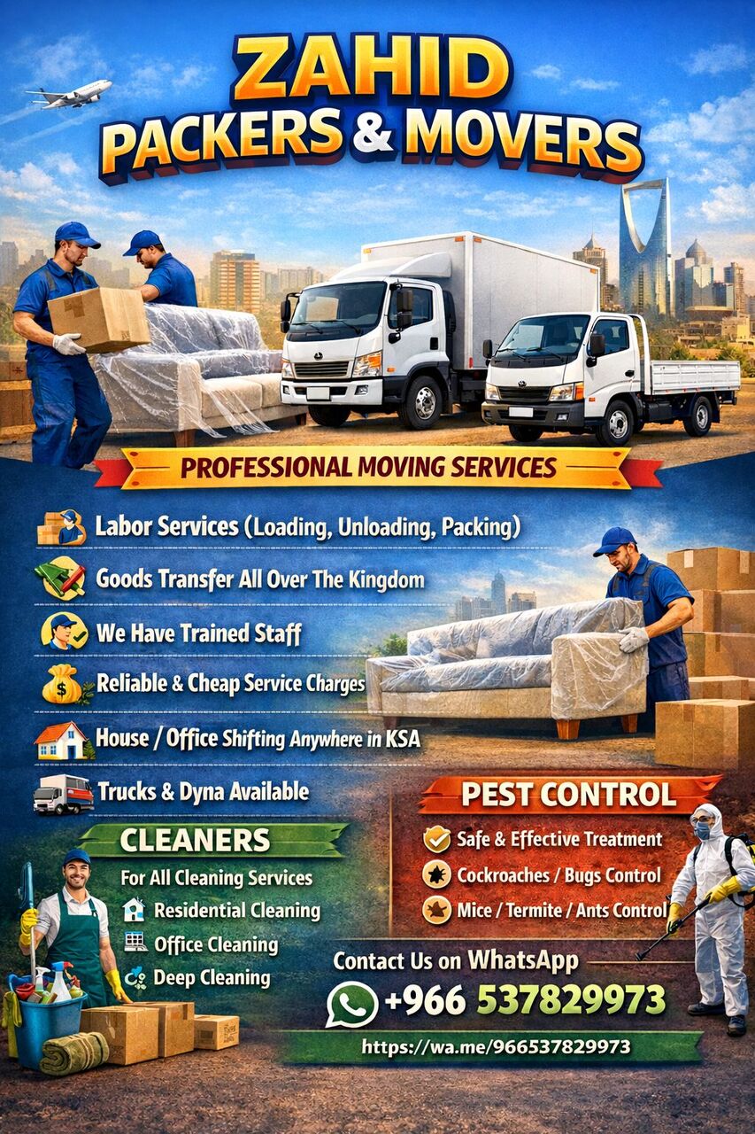 Riyadh, Labor/Moving, Zahid Movers Packers Cleaners House Office Shiftung