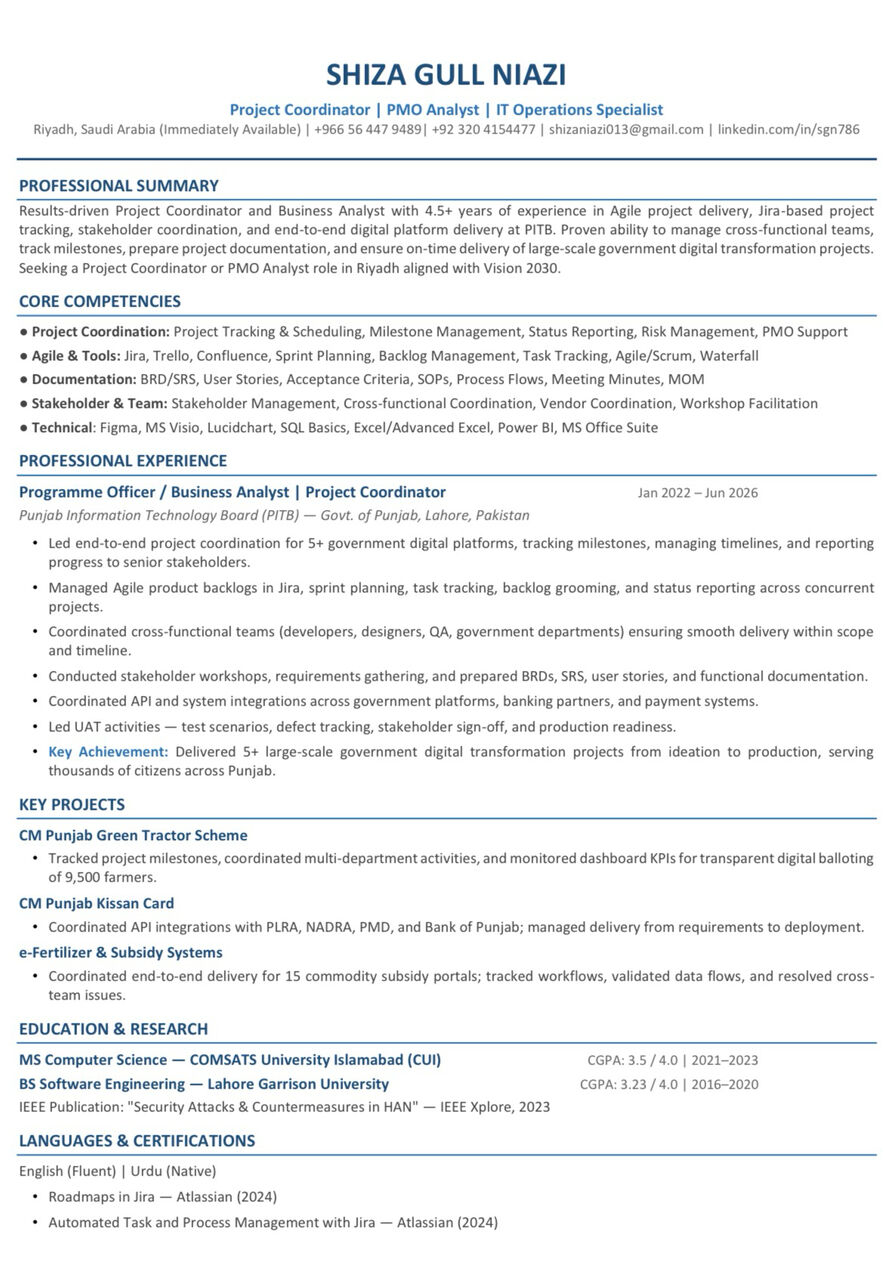 Riyadh, Job Seekers, Project Coordinator (immediate Joiner)