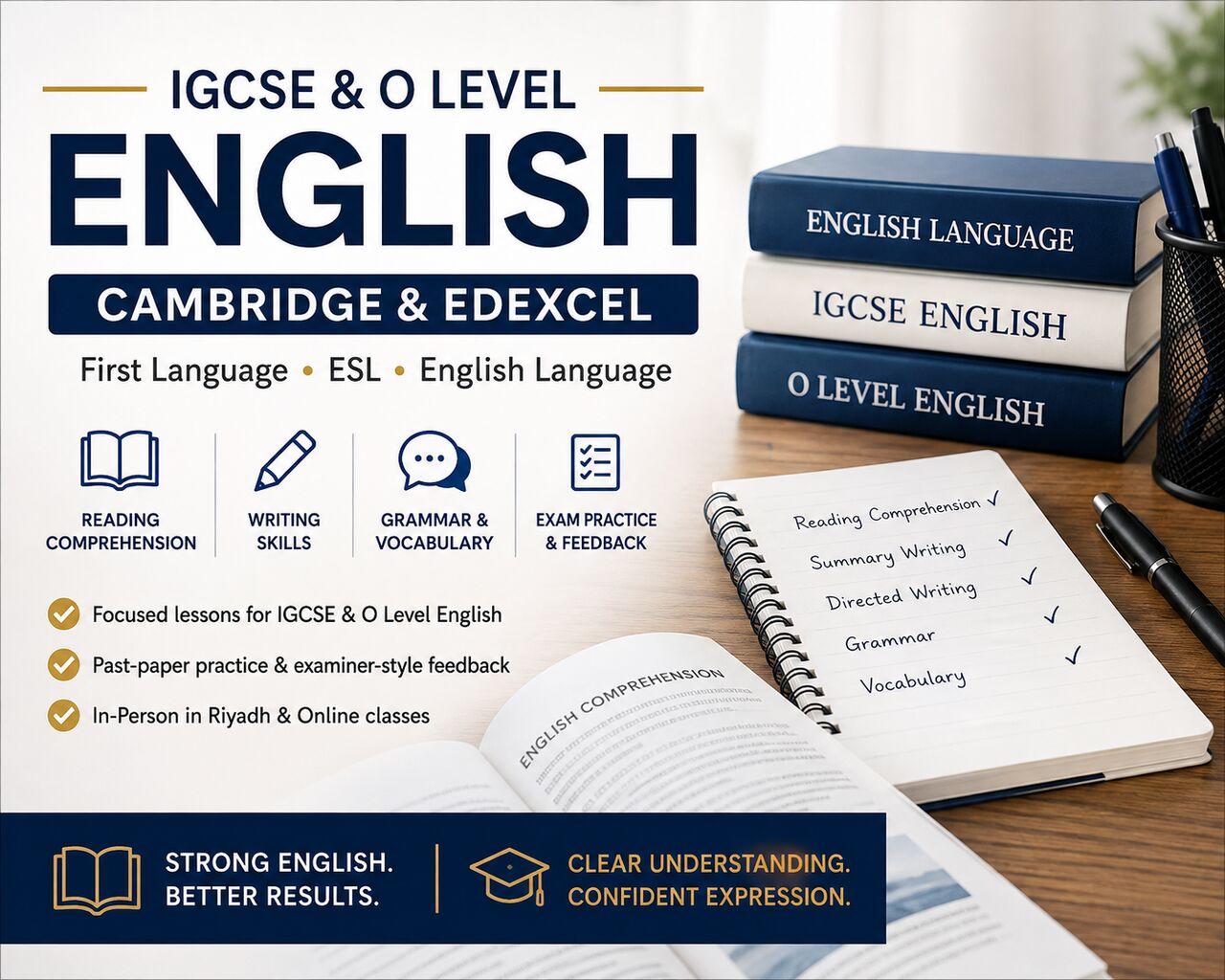 Riyadh, Lessons Offered, IGCSE & O Level English | First Language, ESL, English Language | Riyadh