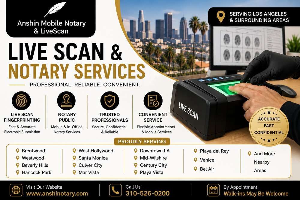 Los Angeles, Legal, Certified Live Scan Fingerprinting &ndash; Brentwood