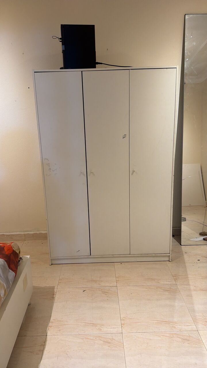 Al Malaz, Furniture, SAR 450,  IKEA Bed And&nbsp;matress With&nbsp;wardrobe Excellent Condition