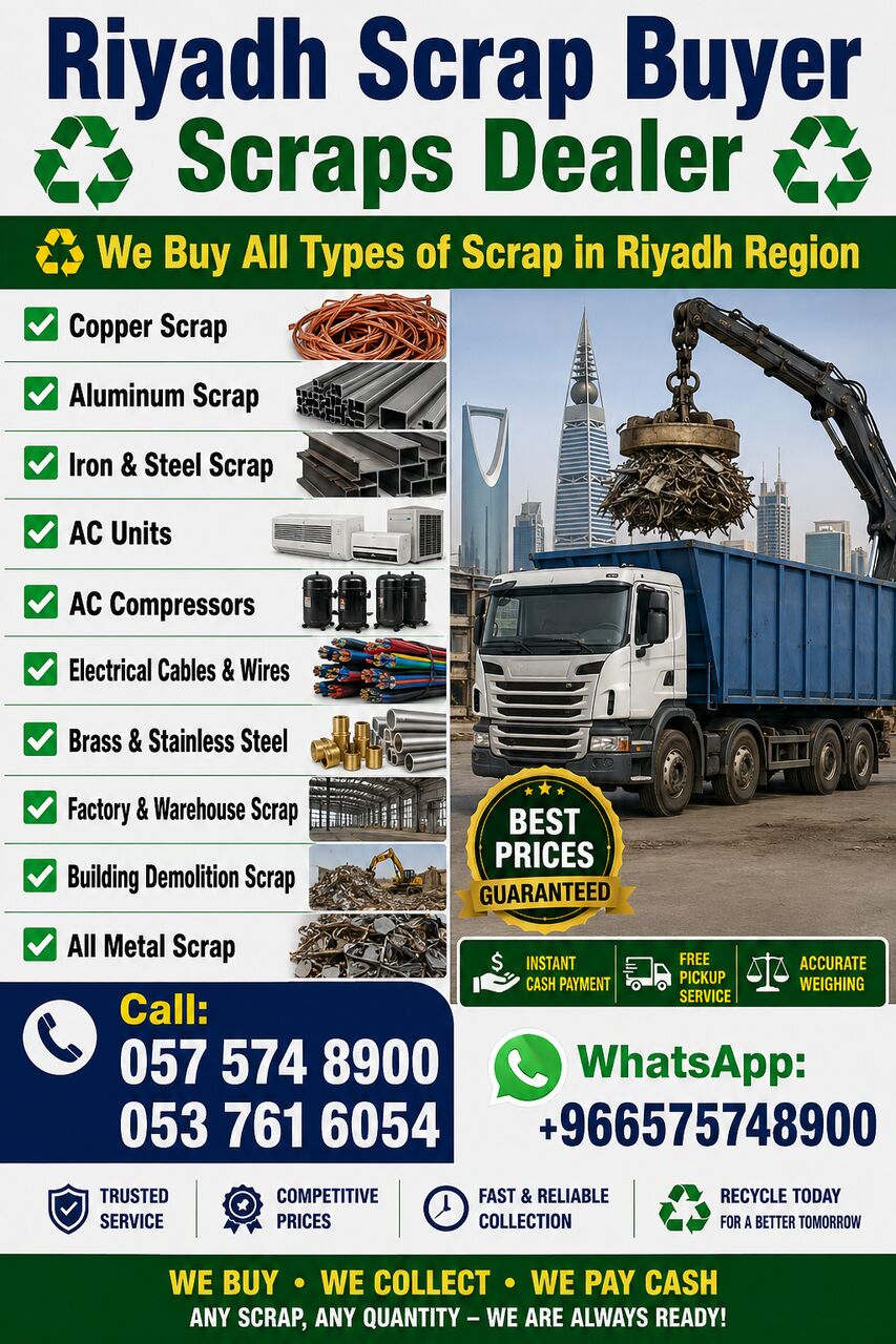 Riyadh, Items Wanted, Metal Scraps Buyer Riyadh Scraps Dealer Contact Us +966575748900