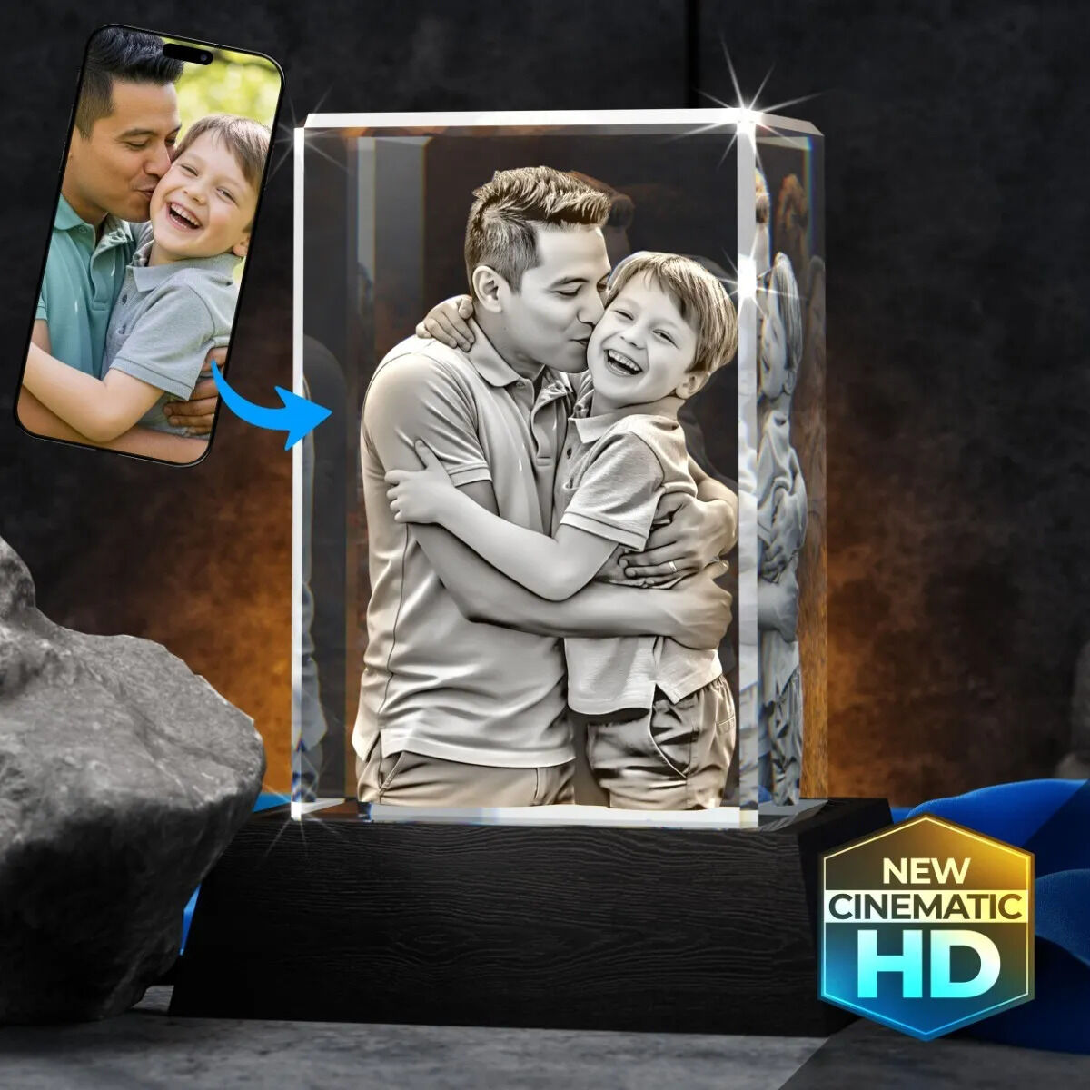 Chicago, Household Items, USD 89,  Glass Pictures 3D - Custom 3D Crystal Photo Engravings | 3dcrystal.com