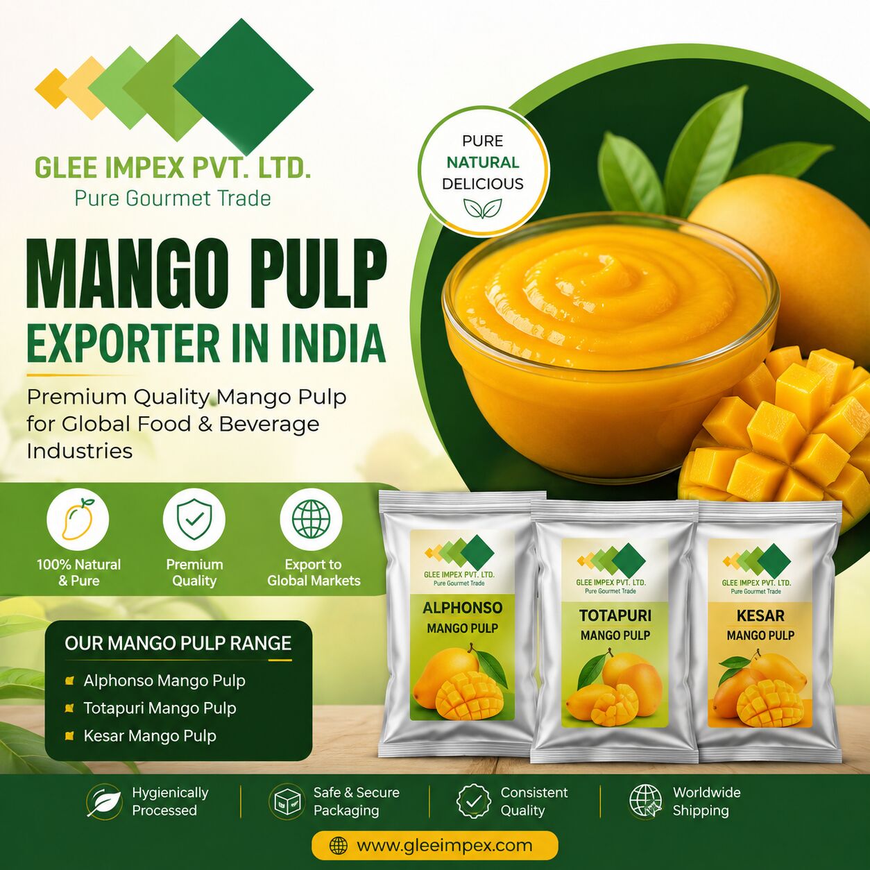 Mumbai, Food, Mango Pulp Exporter In India | Glee Impex