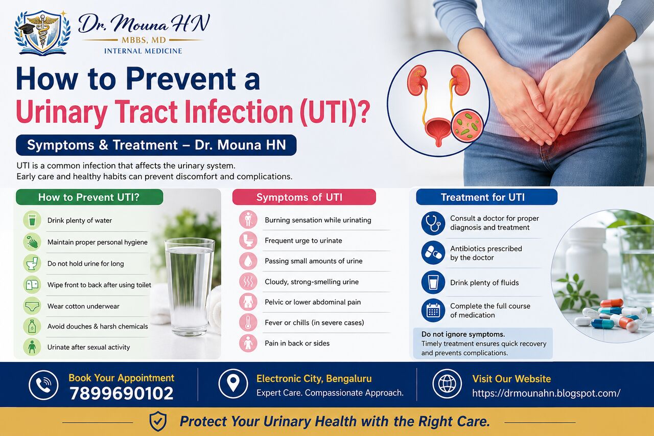 Bangalore, Health, How To Prevent A Urinary Tract Infection (UTI)? - Symptoms & Treatment &ndash; Dr. Mouna HN