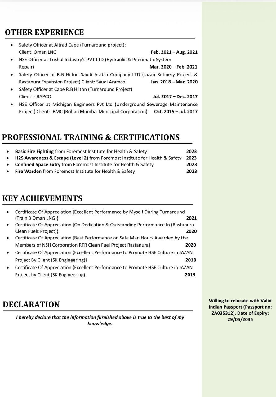 Jubail, Job Seekers, Saudi Aramco & ADNOC Approved HSE