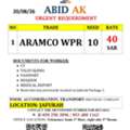Urgent Requirement Aramco WPR