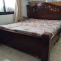 BHD 15,  Traditional King Size Wooden Bed With Spring Mattress For Sale. ( Damaged Base Support )
