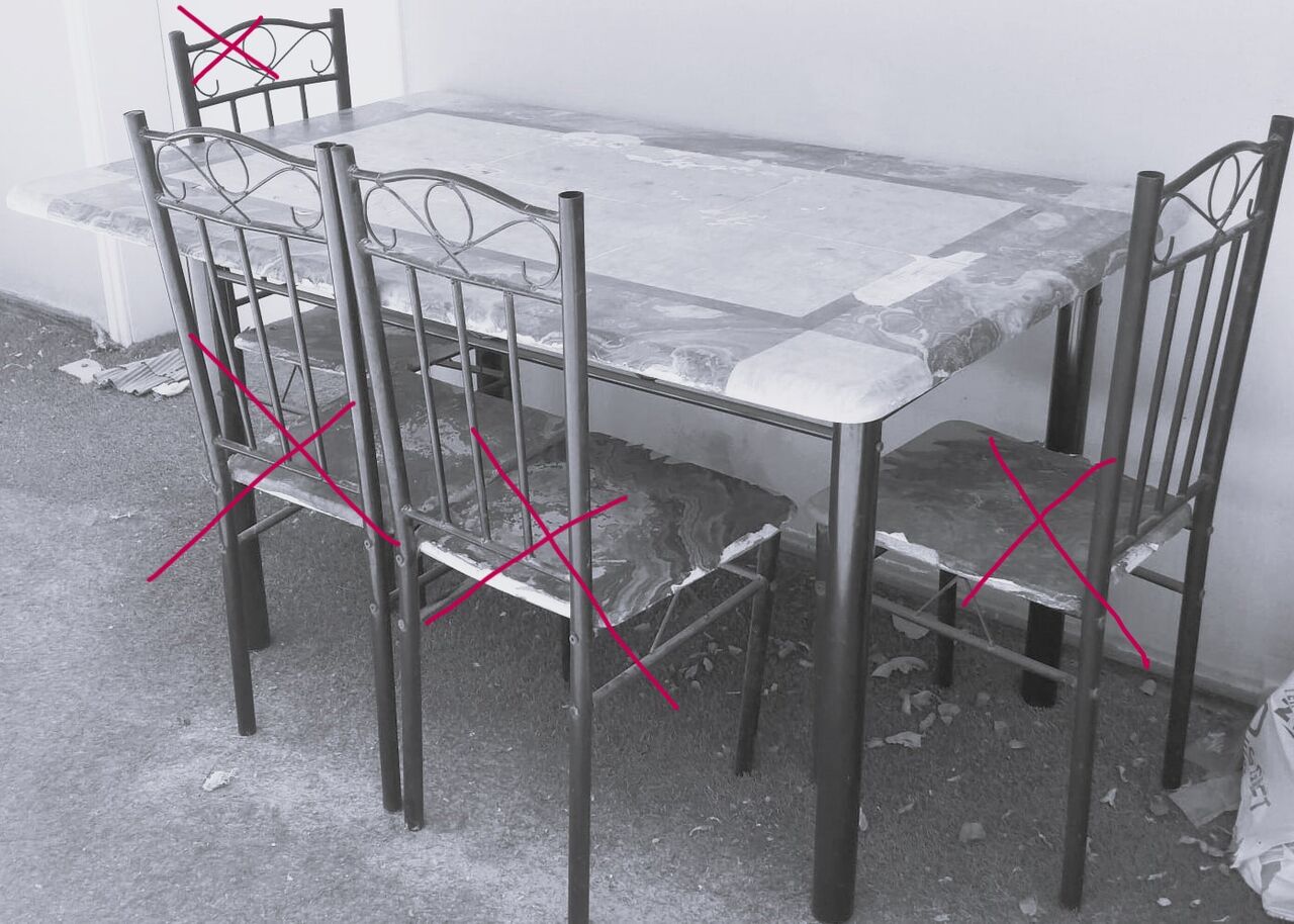 Manama, Household Items, BHD 7,  Dining Table - Wooden Top With Metal Legs.  Size : 140 X 85 Cm ( Without Chairs )