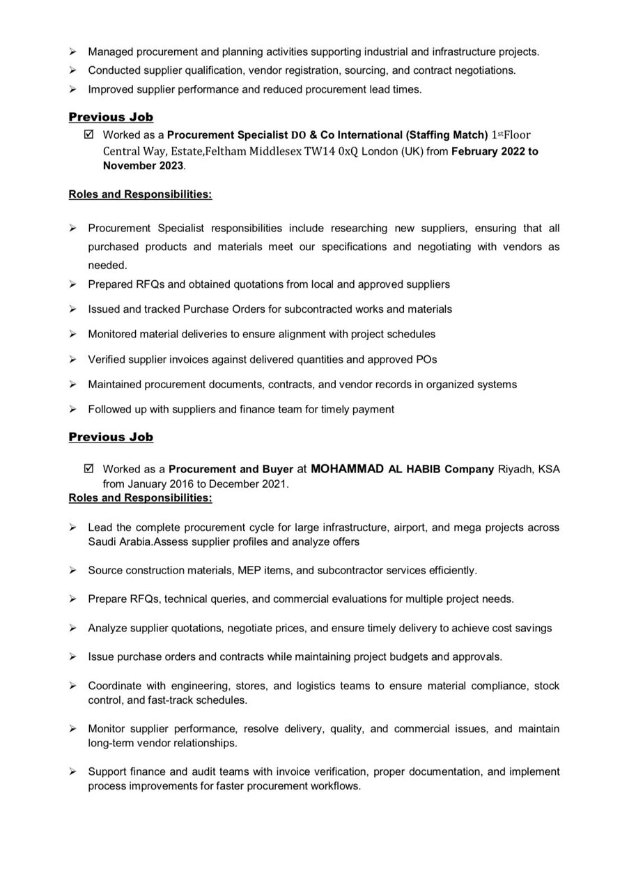 Jeddah, Job Seekers, Procurement Officer | Looking For Job | Immediately Joining