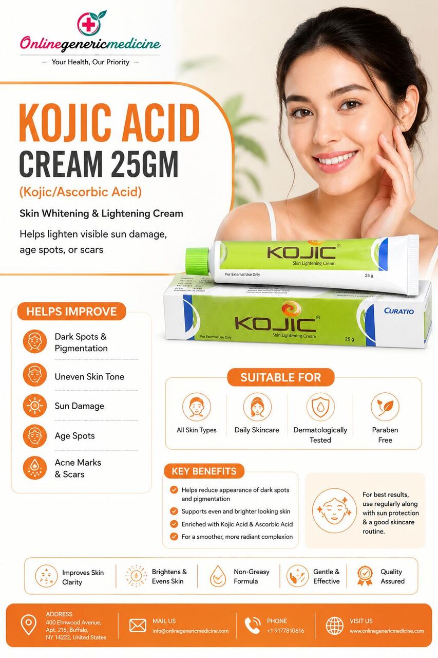 New York, Health & Beauty Items, USD 9,  Kojic Acid Cream 25gm For Dark Spots & Uneven Skin Tone | Online Generic Medicine