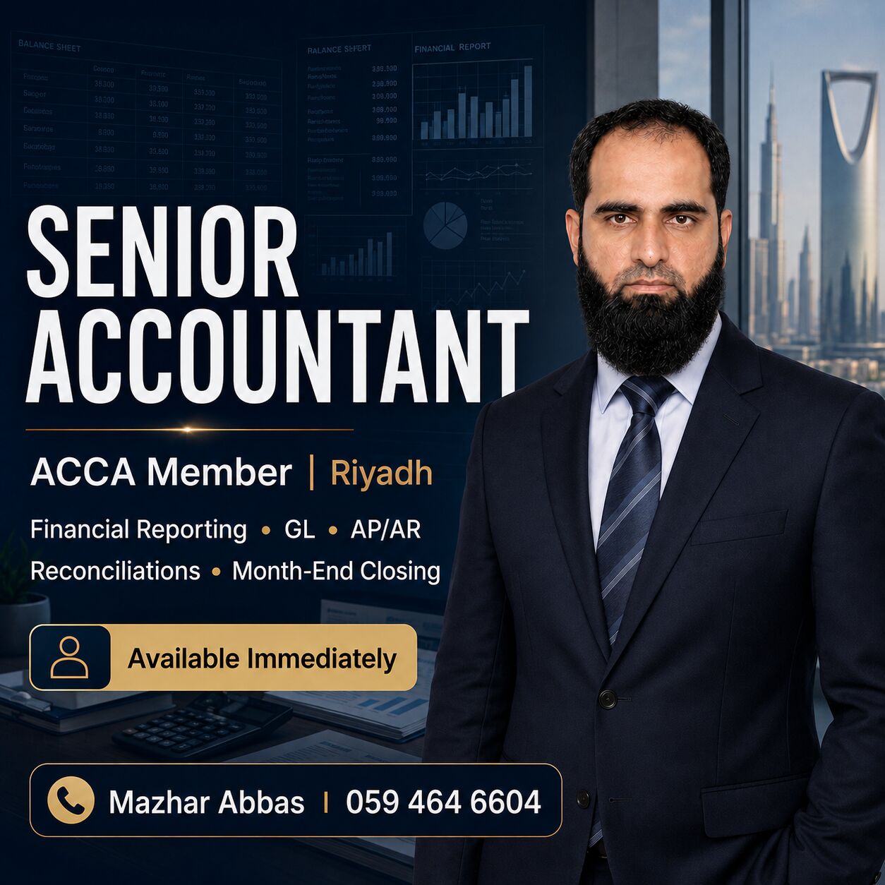 Riyadh, Job Seekers, Senior Accountant | ACCA Member | Available Immediately | Riyadh