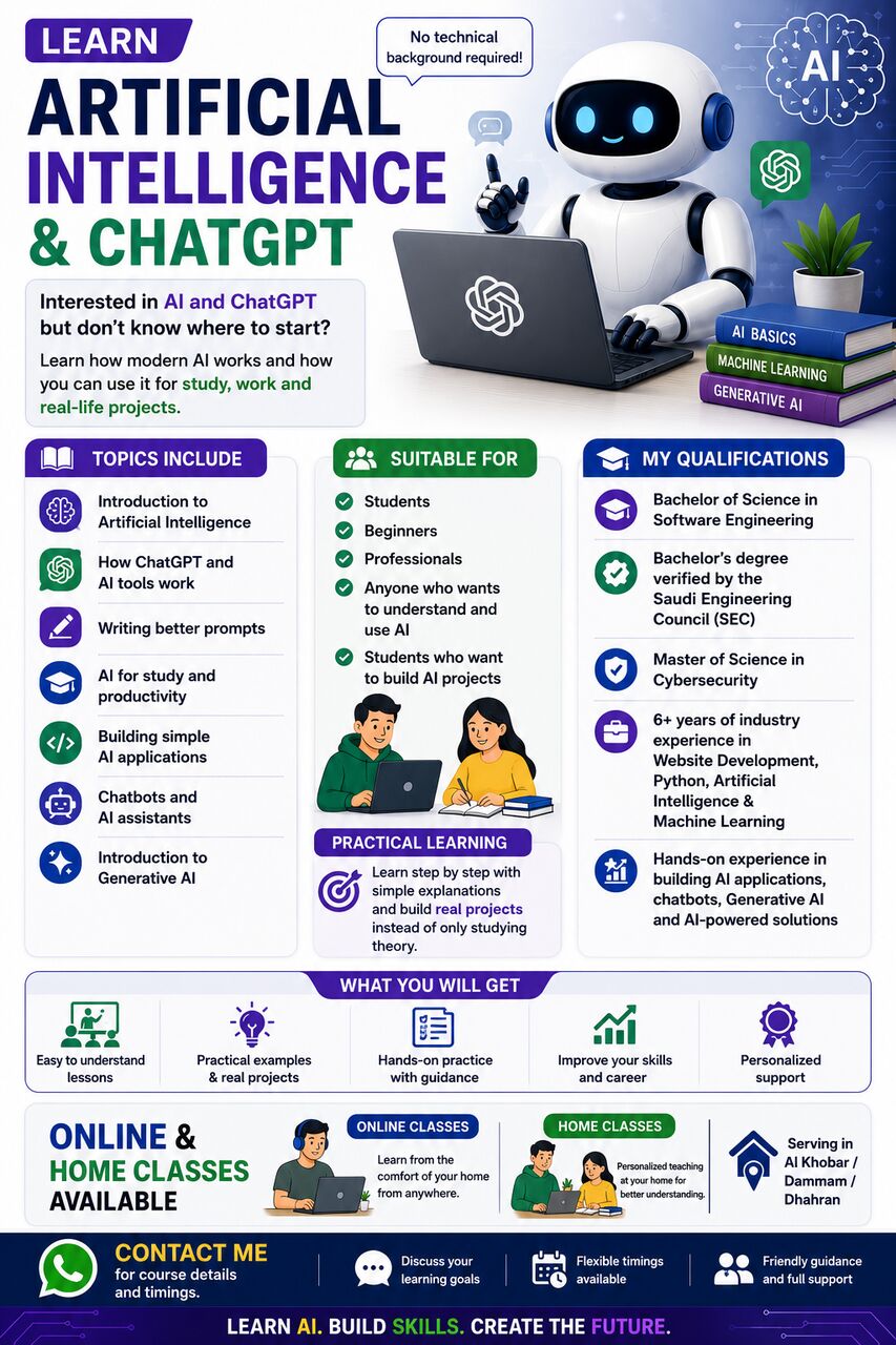Al Khobar Al Shamalia, Lessons Offered, Learn Artificial Intelligence & Generative AI