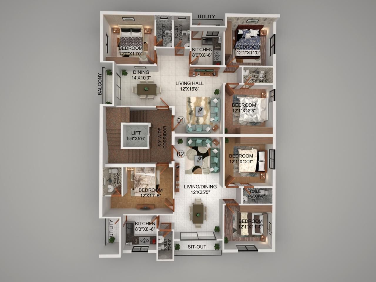 Hyderabad, Apartments, Flats, Houses & Villas, INR 8000000/month,  3 BR,  1350 Sq. Meter,  New Constructed Modern 3BHK Flat For Sale 1350 Sft
