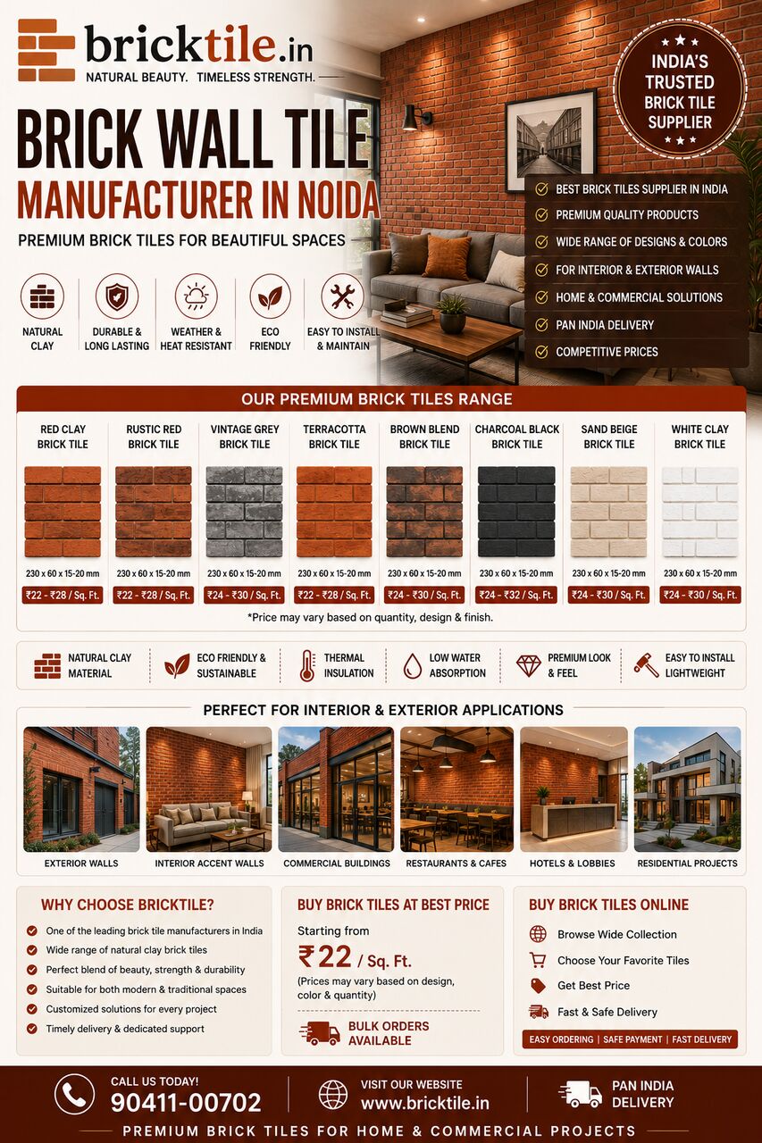 Greater Noida, Construction, Brick Wall Cladding Tiles Manufacturer