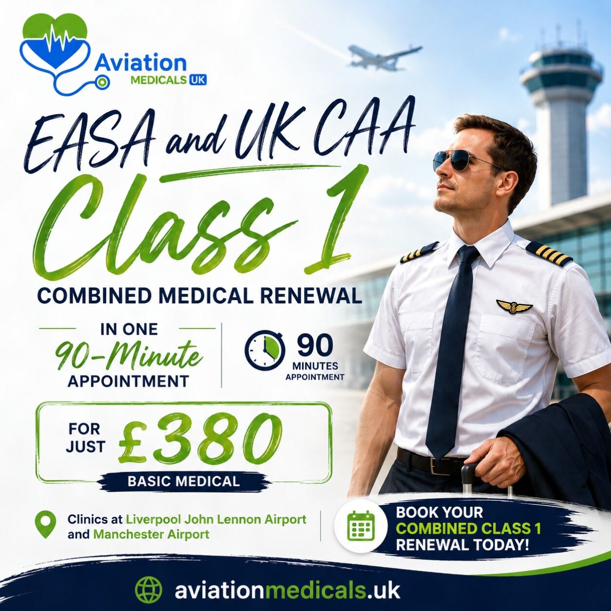 Manchester, Medical, EASA And UK CAA Class 1 Combined Medical Renewal - Both Certificates In One Appointment