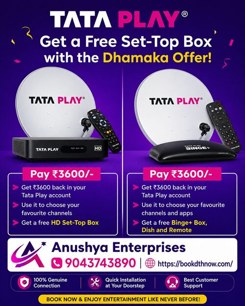 Mumbai, Electronics, INR 3600,  Tata Play New Connection In Tiruvarur | HD & Binge+ DTH Connection