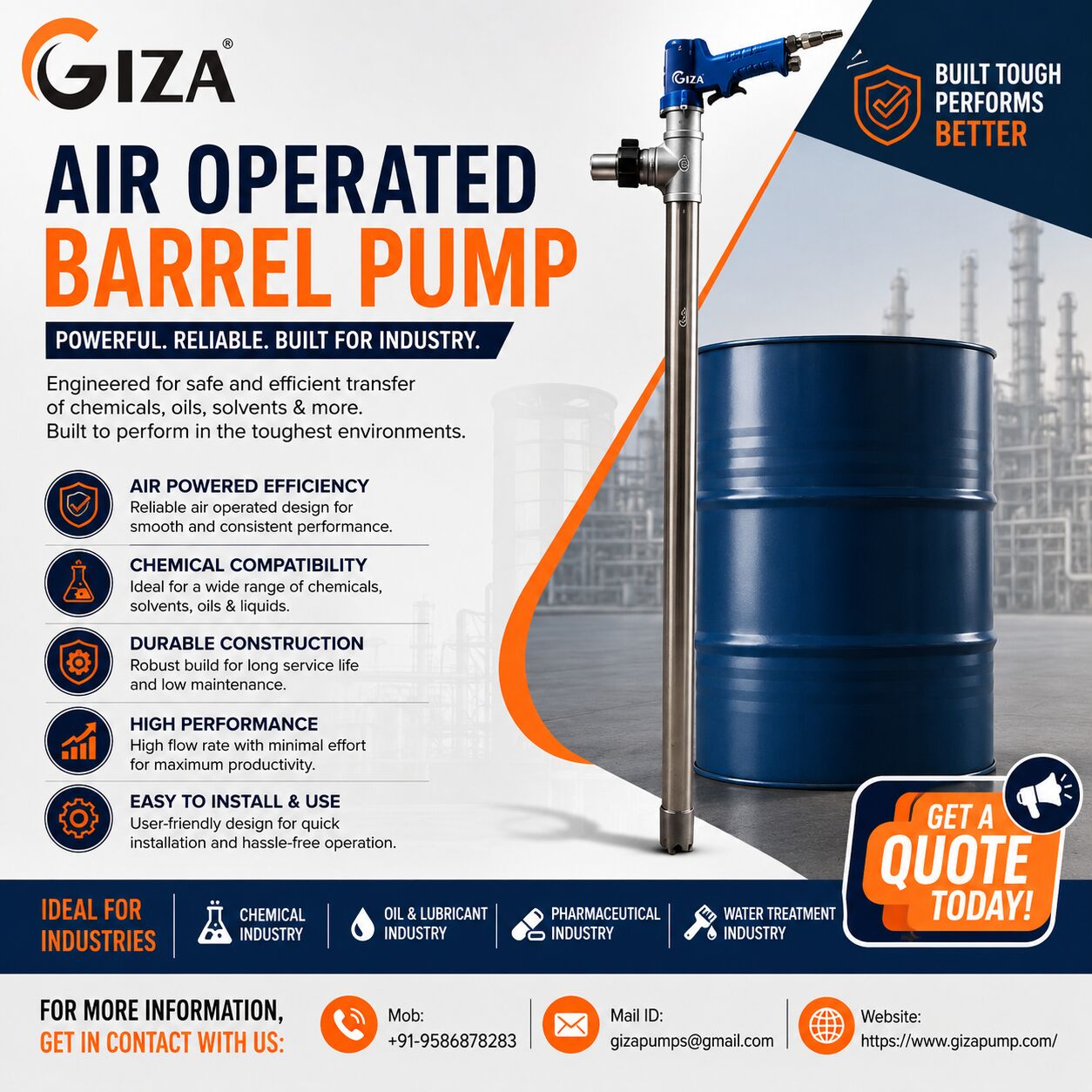 Ahmedabad, Wholesale Products, Air Operated Barrel Pump For Safe Industrial Fluid Transfer