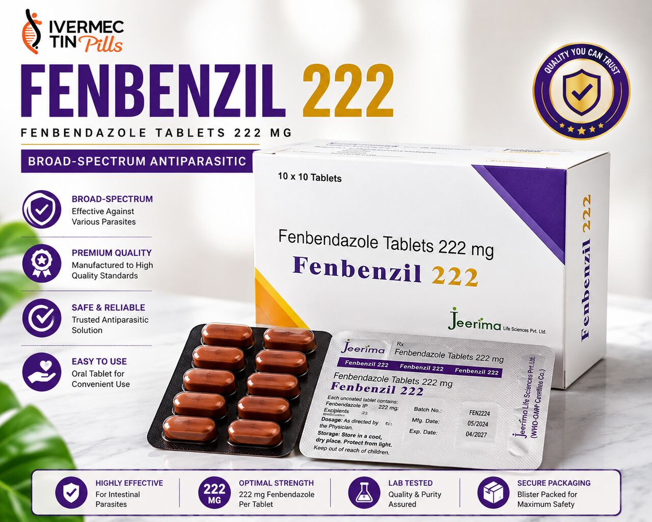 New York, Medical, Fenbenzil 222 Mg Broad-Spectrum Antiparasitic | Ivermectin Pills