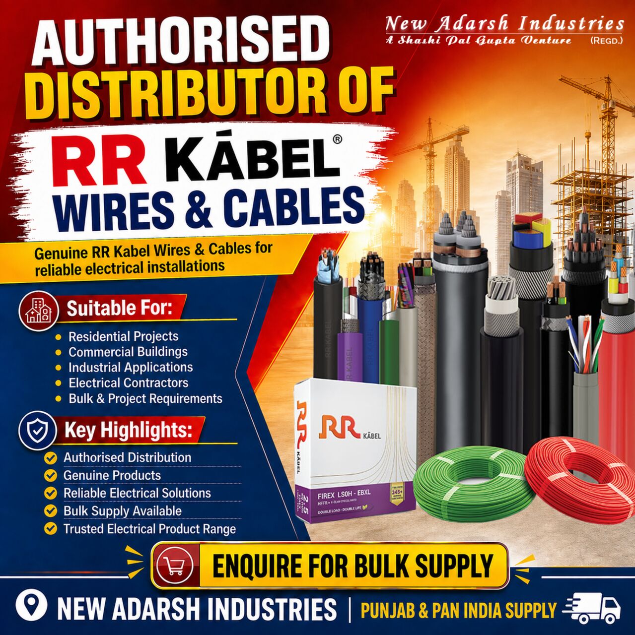 Punjab, Materials, Authorised Distributor Of RR Kabel Wires & Cables | Bulk Supply