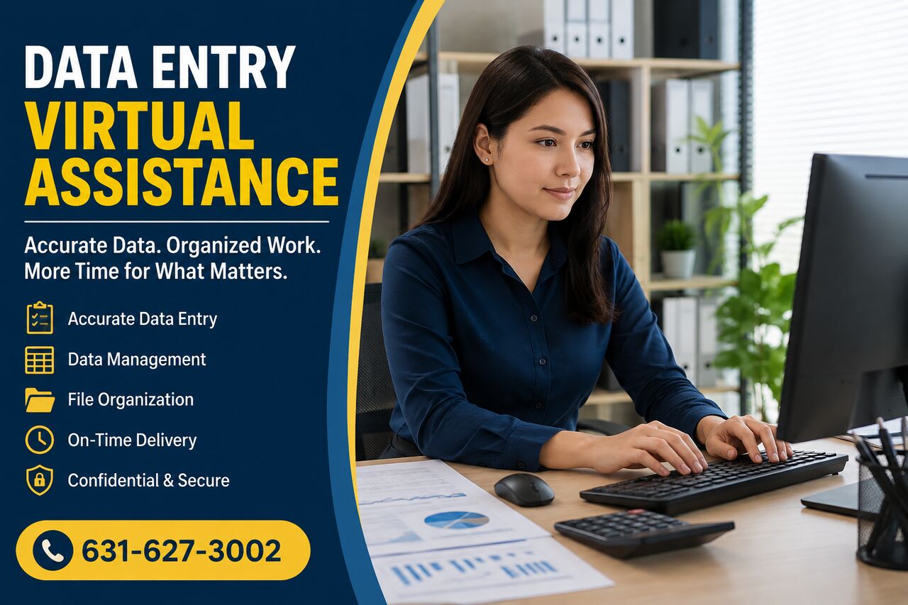 New York, Business, Data Entry Virtual Assistance For Accurate, Efficient Support