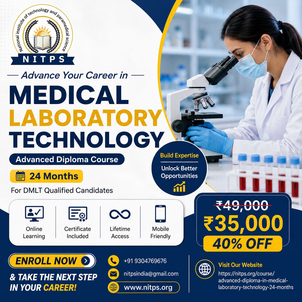 Ghaziabad, Education, Advanced Diploma In Medical Laboratory Technology &ndash; 24 Months