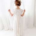 USD 90,  Hazel Lace Flower Girl Dress, White Boho Rustic Wedding Gown, Baby Girl Proposal Outfit
