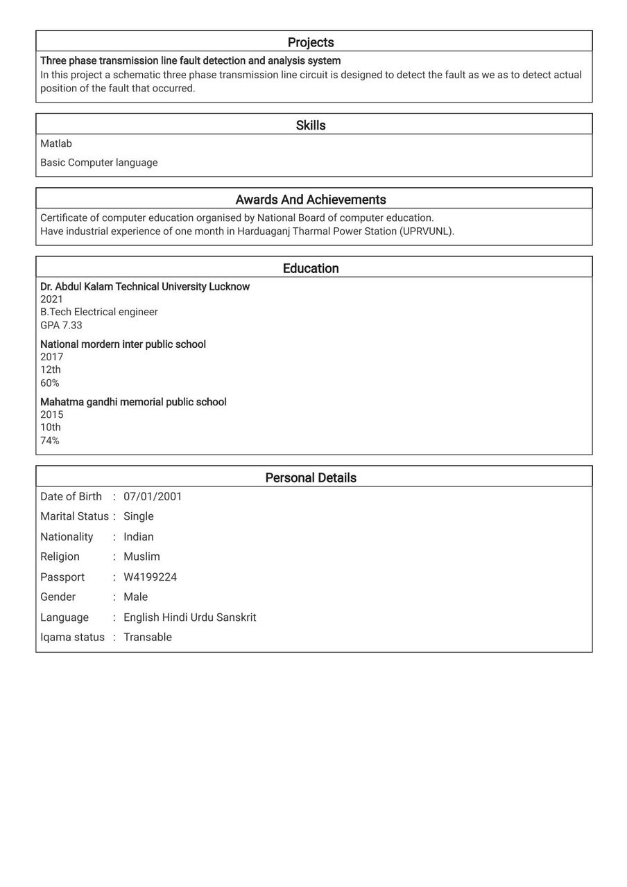 Dammam, Job Seekers, Electrical Engineer