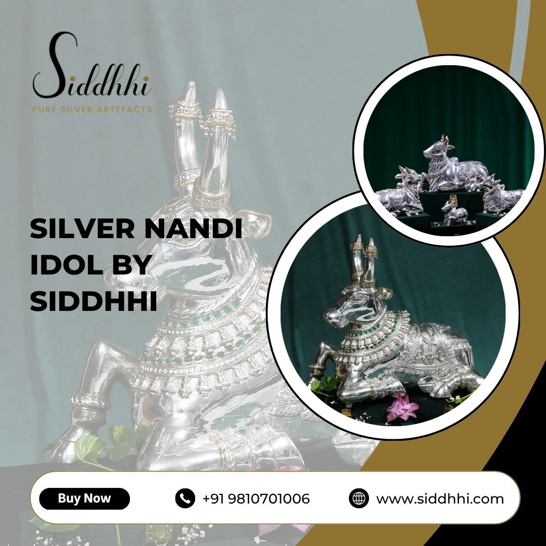 New Delhi, Appliances, INR 77000,  Silver Nandi Idol By SIDDHHI | Pure Silver Devotion For Your Home