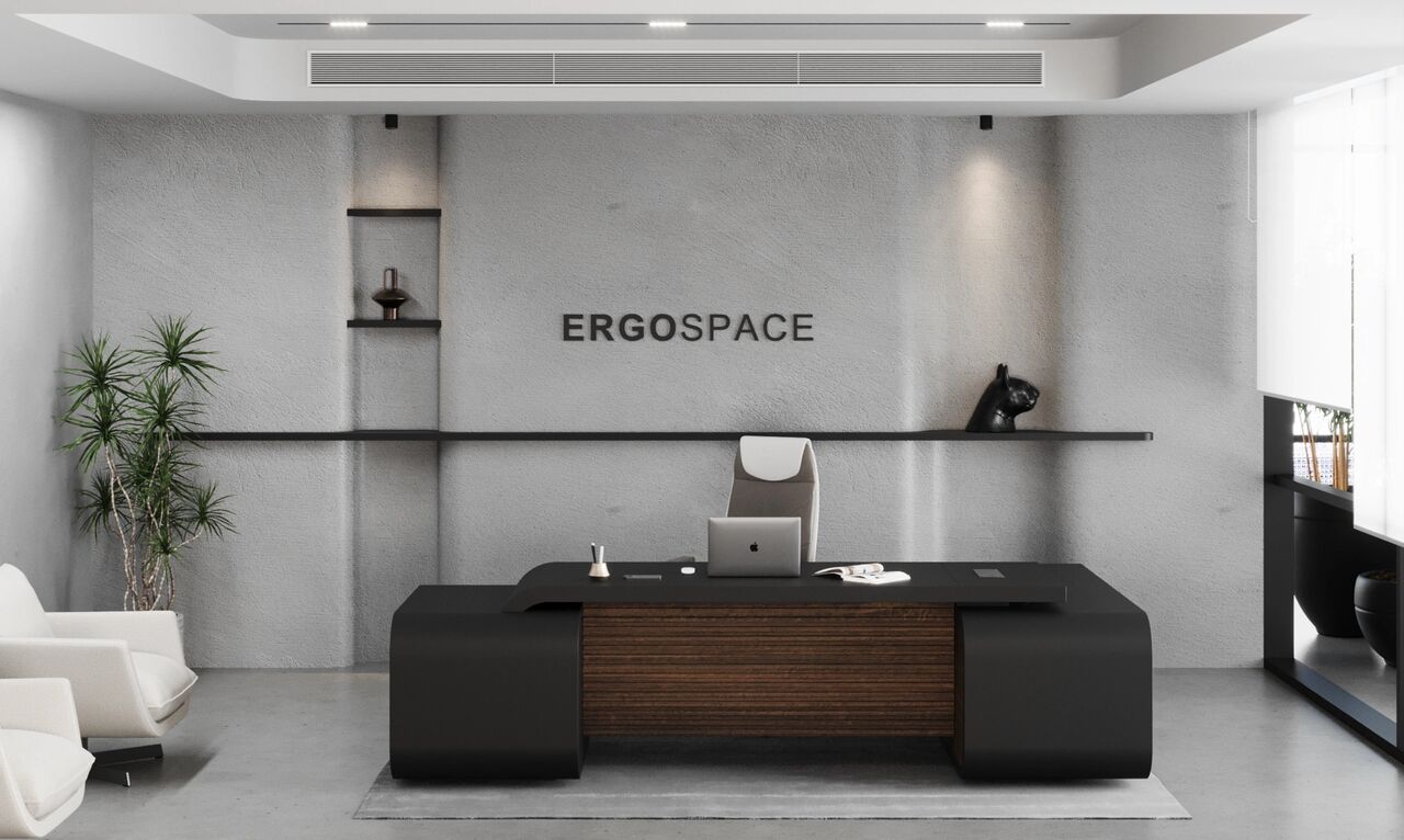 Dubai, Furniture, AED 10000,  Color Modern Design L Shape CEO Executive Desk With Double Side Cabinet & Fluted Design