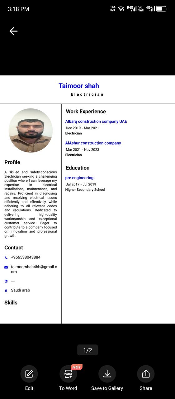 Riyadh, Job Seekers, Electrician