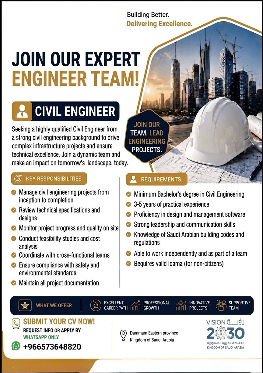 Dammam, Jobs, Civil Engineer