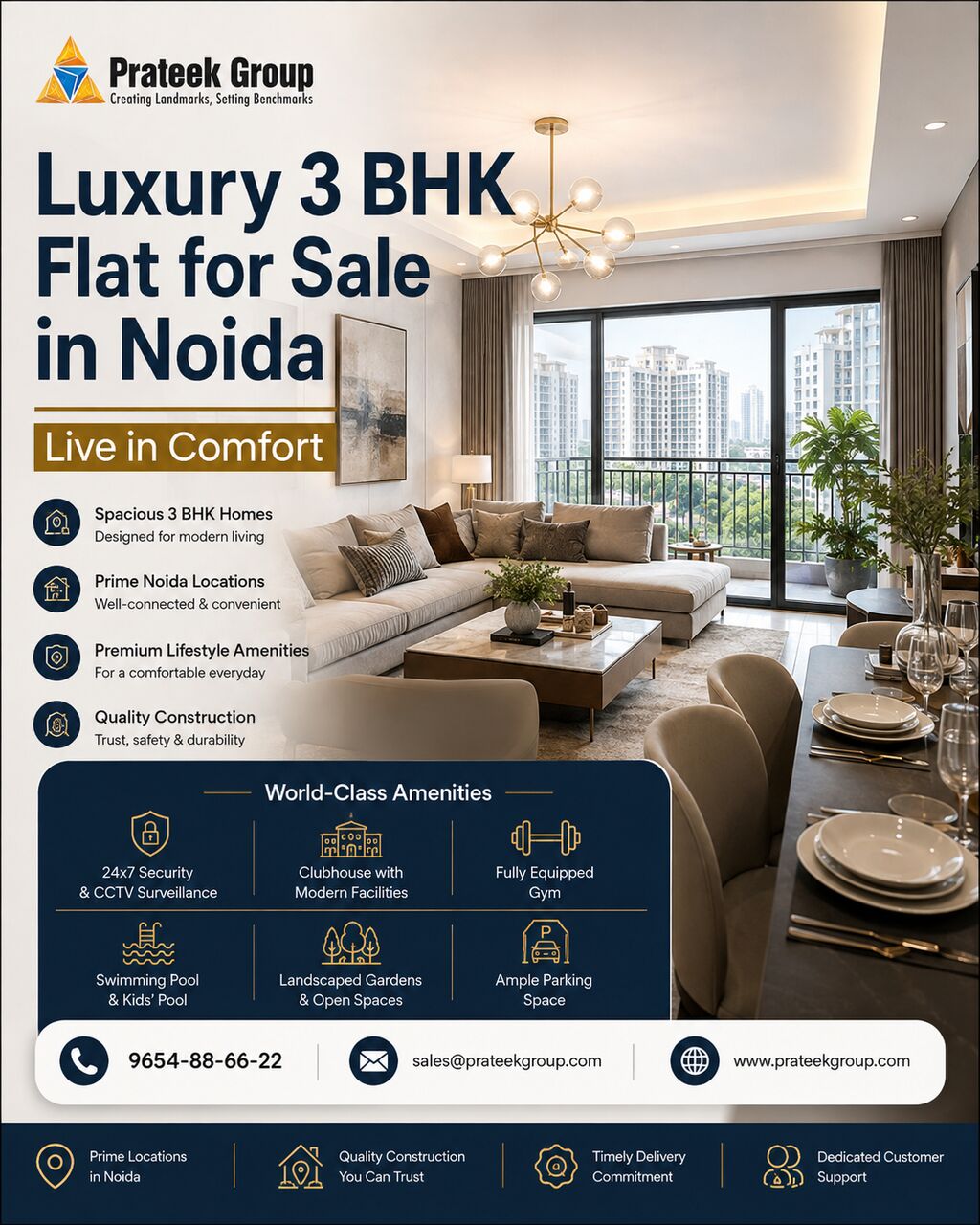 Noida, Real Estate, Luxury 3 BHK Flat For Sale In Noida Live In Comfort