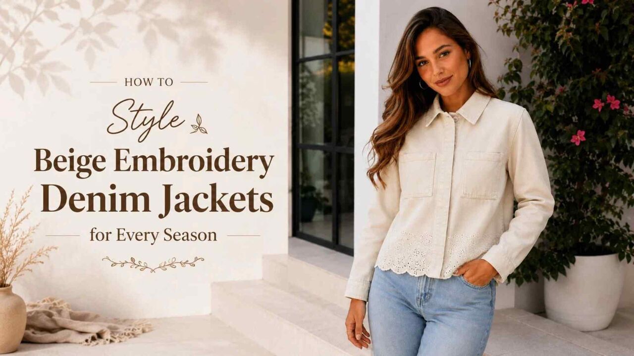 New York, Clothing & Accessories, How To Style Beige Embroidery Denim Jackets