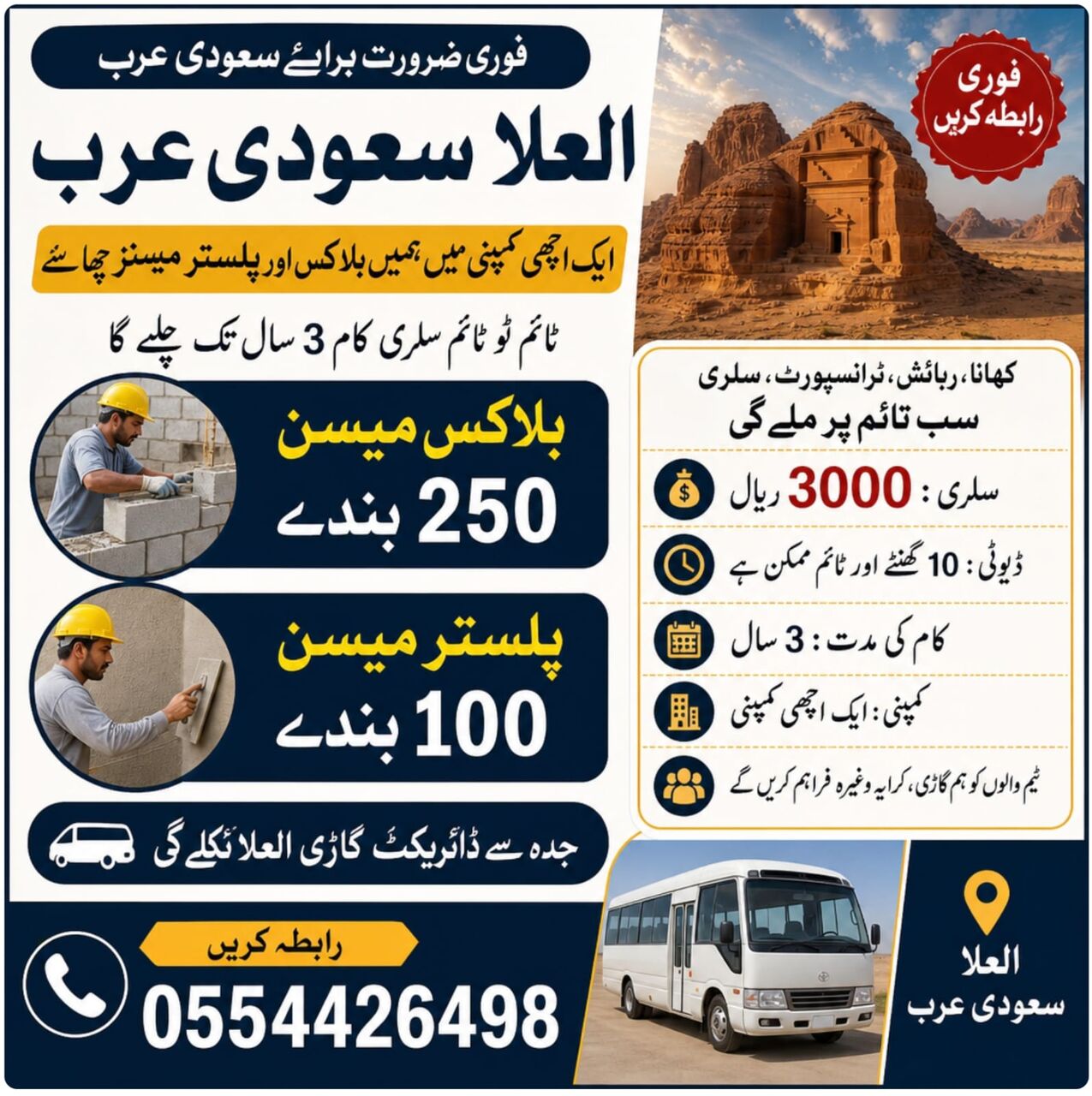 Jeddah, Jobs, بلاکس اور پلستر میسنز چھائے