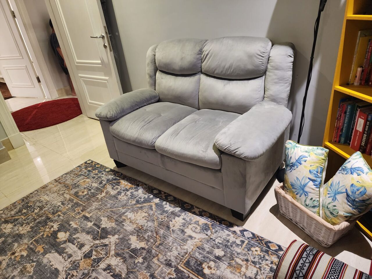 Al Yasmin, Furniture, SAR 300,  2-Seater Velvet Fabric Sofa (Pan Home) &ndash; Great Condition