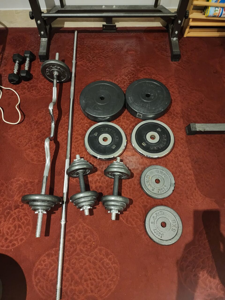 Al Yasmin, Sporting Goods, SAR 600,  Complete Home Gym Set &ndash; Bench, Squat/Press Rack, Bars & Weight Plates