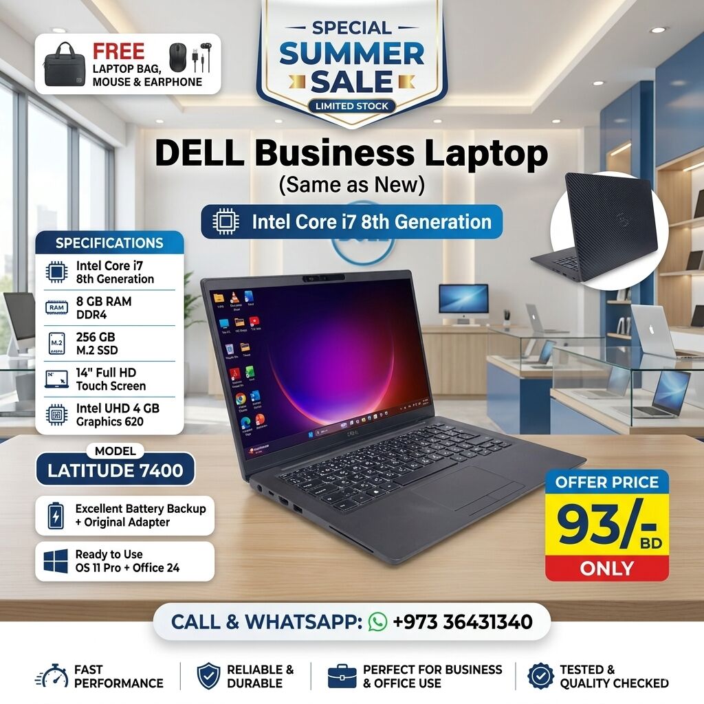 Muharraq, Electronics, BHD 93,  DELL Intel Core I7 8th Generation Business Laptop 14" Full HD Display Same New Condition 3