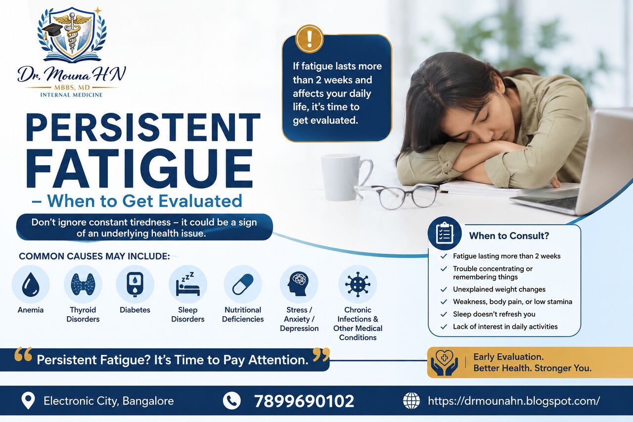 Bangalore, Health, Persistent Fatigue &ndash; When Should You Get Evaluated ? - Dr. Mouna HN