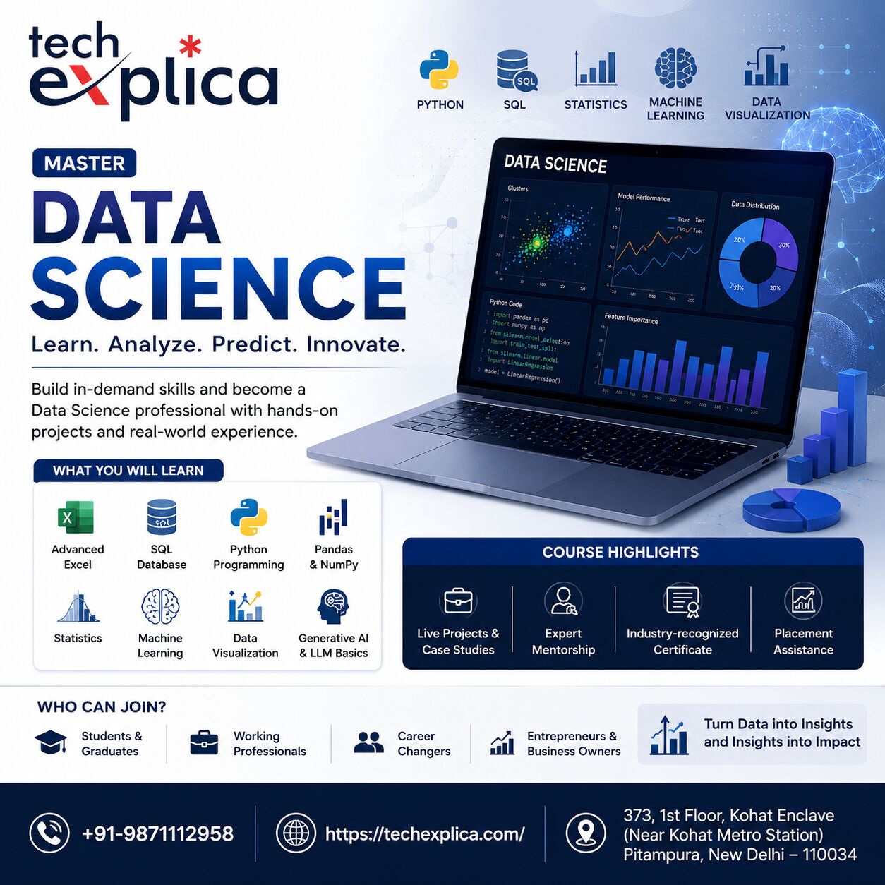 New Delhi, Lessons Offered, Data Science Course In Delhi