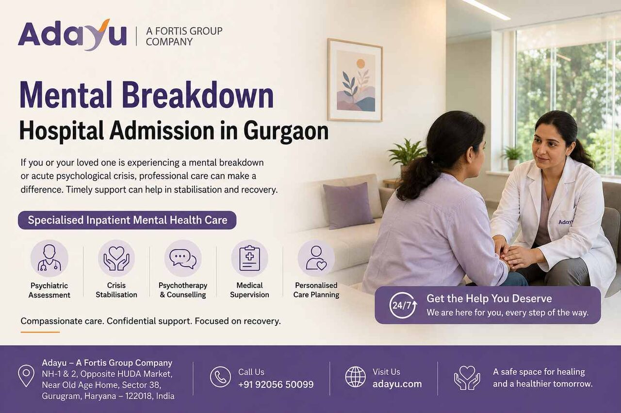 Gurugram, Health, Mental Breakdown Hospital Admission In Gurgaon | Adayu