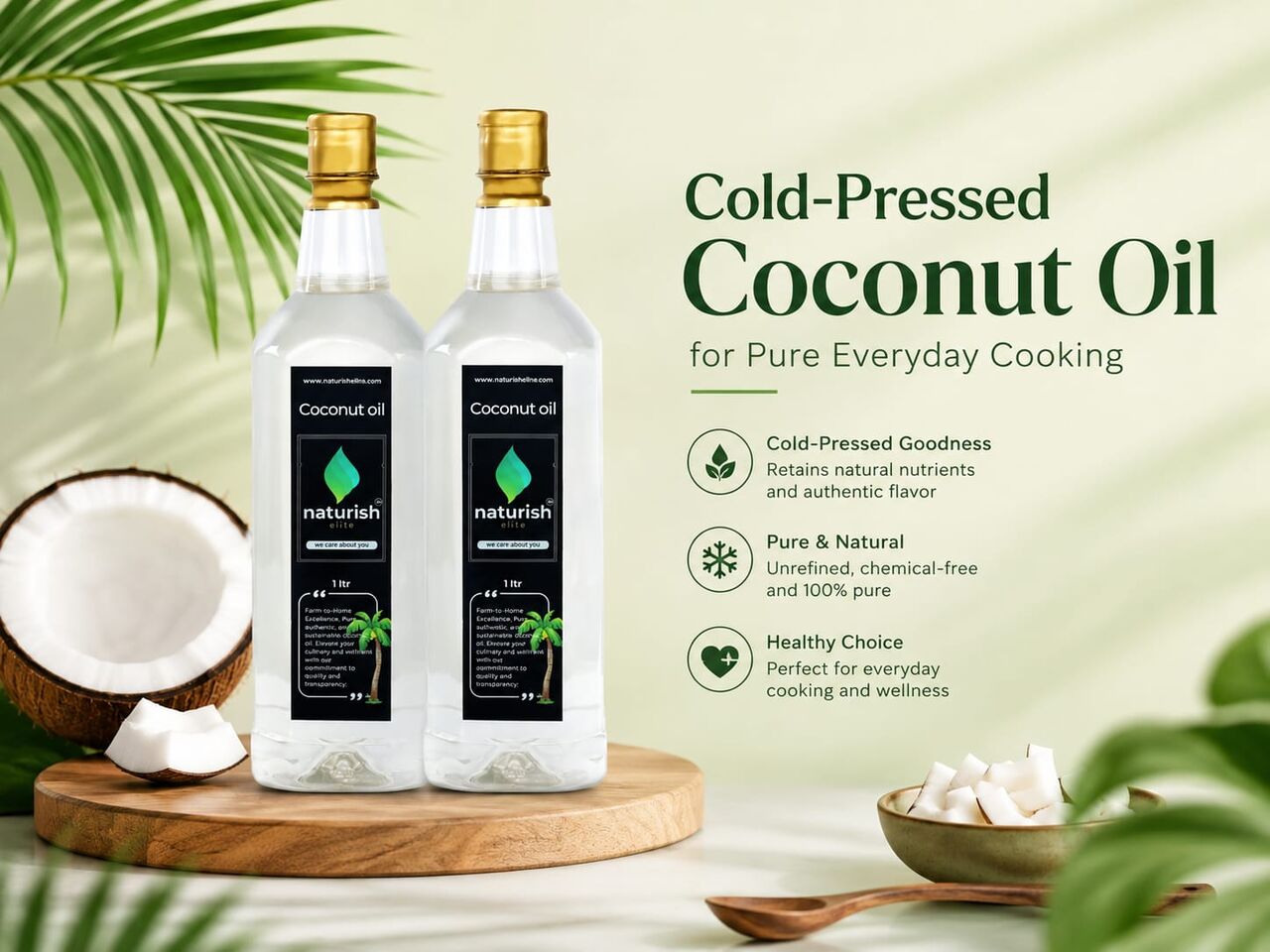 Mumbai, Food, INR 499,  Cold-Pressed Coconut Oil For Pure Everyday Cooking