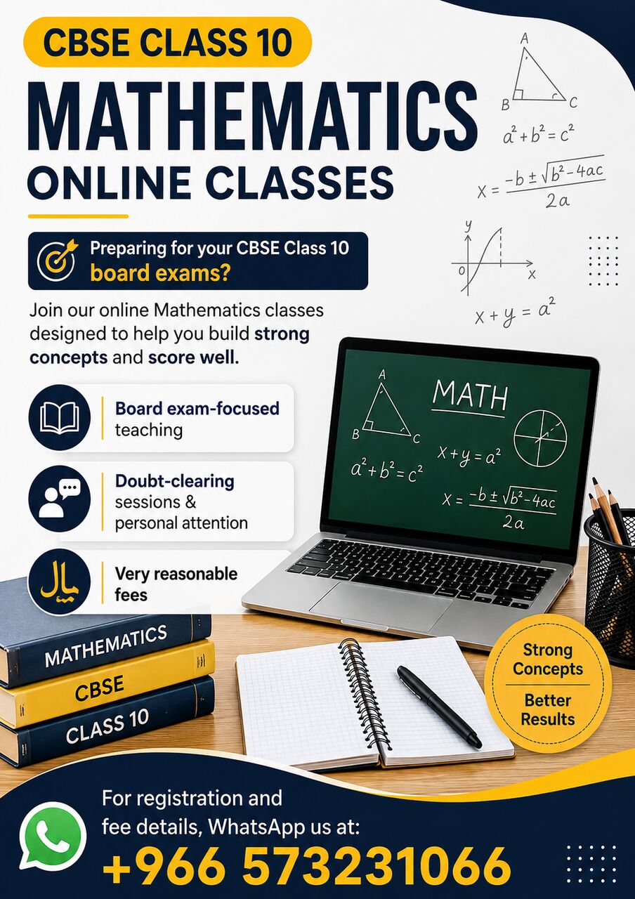 Riyadh, Lessons Offered, CBSE Class 10 Mathematics &ndash; Online Classes