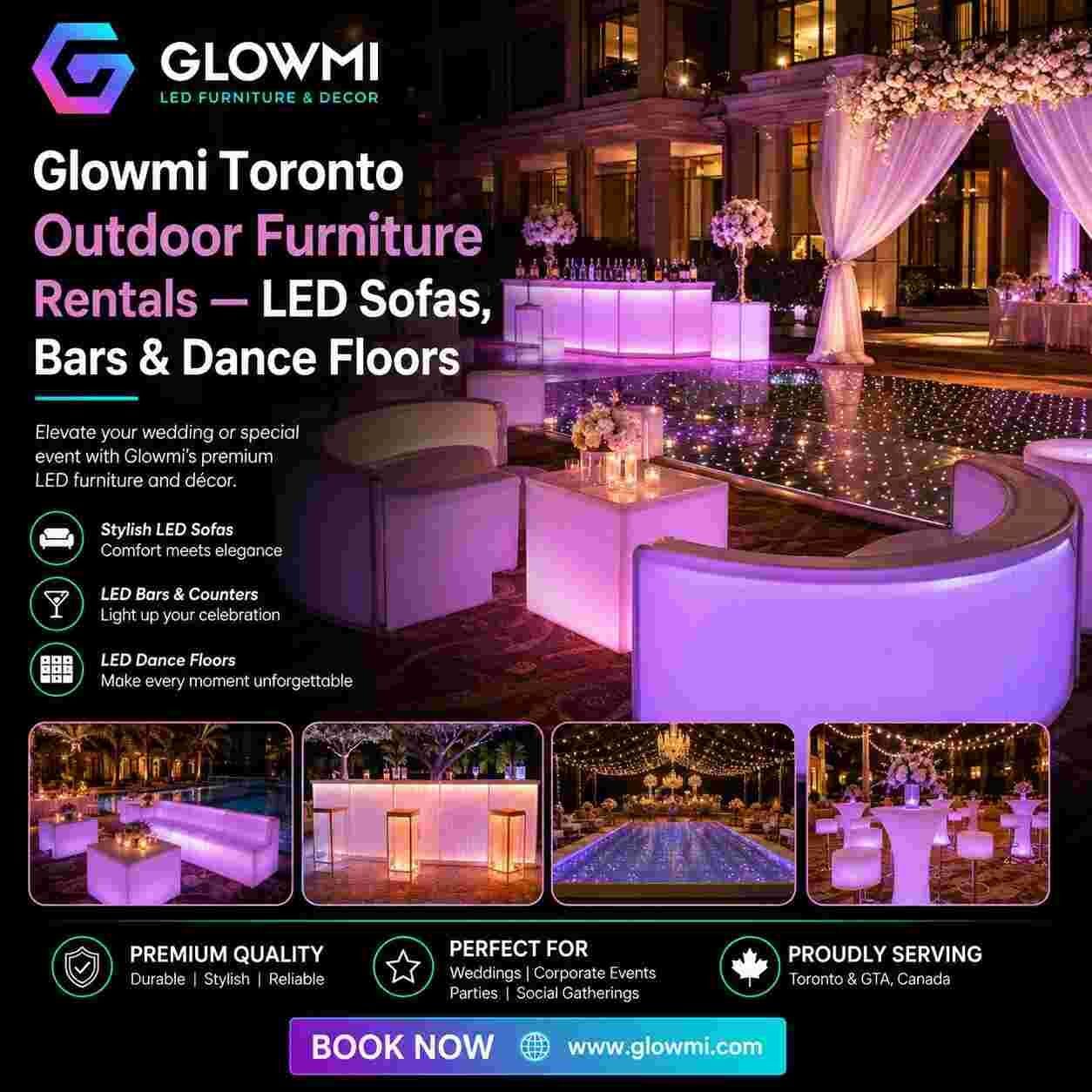 New York, Furniture, USD 2850,  Glowmi Toronto Outdoor Furniture Rentals &mdash; LED Sofas, Bars & Dance Floors