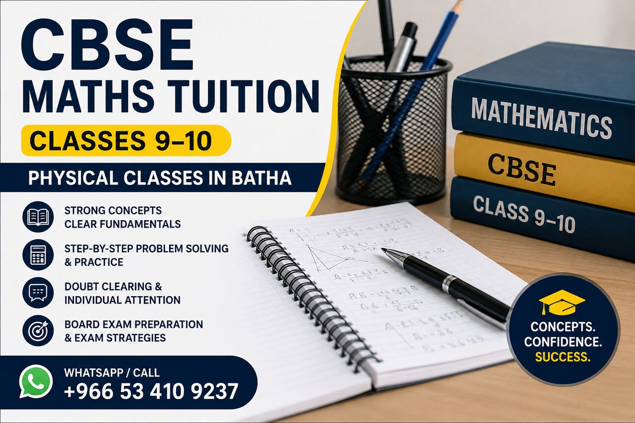 Riyadh, Lessons Offered, CBSE Class 9 & 10 Maths | Expert Physical Tuition In Batha