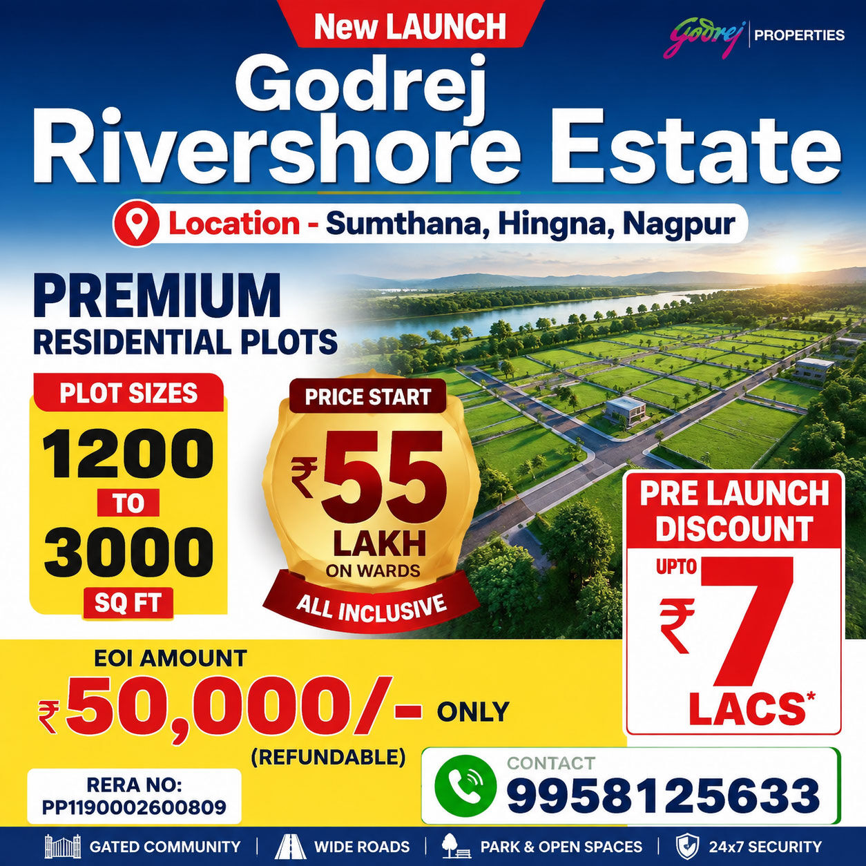 Nagpur, Residential Plots, INR 5500000,  1200 Sq. Feet,  Godrej Rivershore Estate Plots: Invest In A Premium Nagpur Township