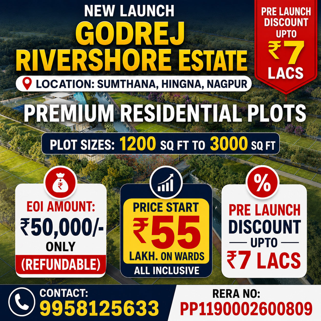 Nagpur, Residential Plots, INR 5500000,  1200 Sq. Feet,  Godrej Rivershore Estate Plots: Invest In A Premium Nagpur Township